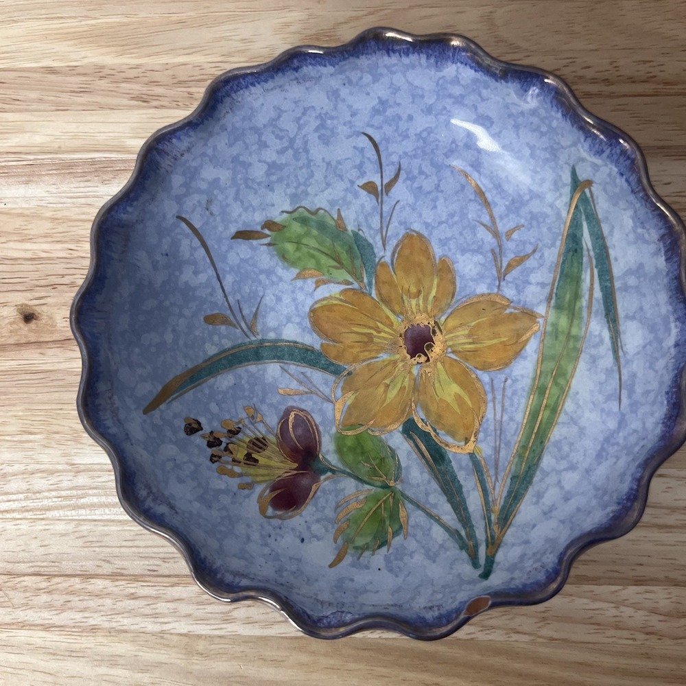 Vintage Bitossi Italian Ceramic Scalloped Plate Hand Painted Floral Cottagecore